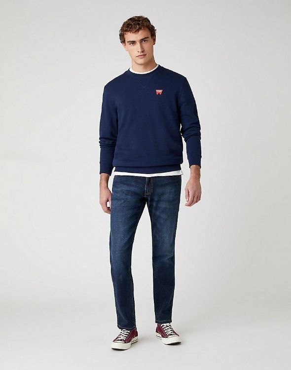 Immagine di FELPA UOMO WRANGLER SIGN OFF BLU NAVY GIROCOLLO 100% COTONE