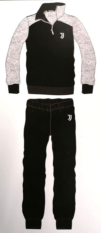 Immagine di PIGIAMA INVERNALE MEZZA ZIP ADULTO F.C. JUVENTUS UFFICIALE NERO/GRIGIO IN COTONE