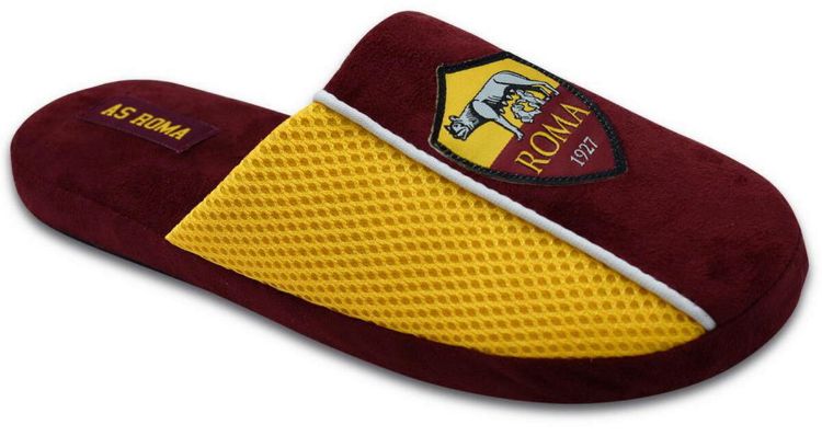 Immagine di PANTOFOLE ADULTO A.S. ROMA UFFICIALE GIALLO ROSSO CON LOGO BANDA GIALLA LATERALE